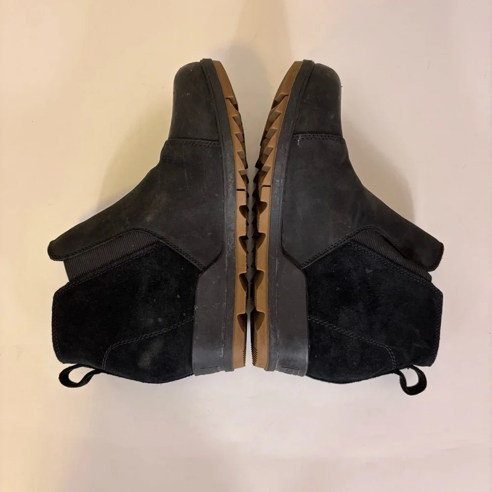 Sorel‎ Black Leather & Suede Wedge Ankle Booties 9